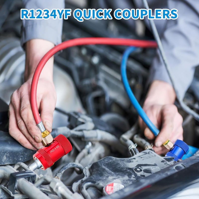 Tigbear R1234YF Quick Couplers, R1234YF Adapter Kit, High/Low Pressure Side R1234yf Manual Connector Kit for AC Charging - Image 5